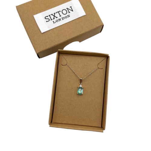 Aqua Square Jewel Drop Necklace by Sixton London